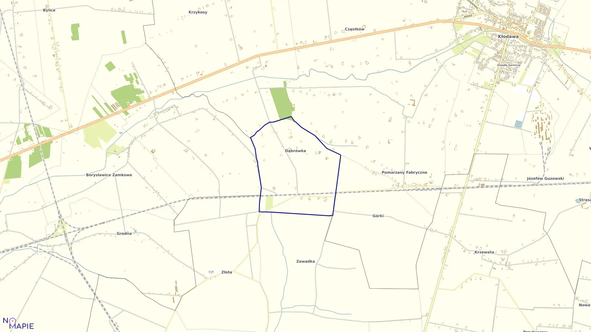 Mapa obrębu DĄBRÓWKA w gminie Kłodawa