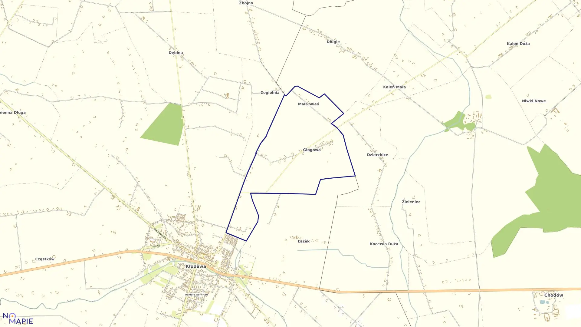 Mapa obrębu GŁOGOWA w gminie Kłodawa
